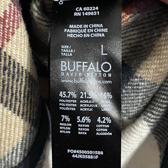 Buffalo David Bitton Shirt Jacket Large Men Blue Plaid Flannel Shacket P… - Picture 6 of 8